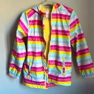 Girl’s striped cat and jack rain jacket size large